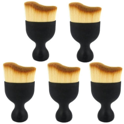 Car Air Conditioner Vent Cleaning Brush with Soft Synthetic Fibers, five black-handled brushes with soft tan bristles for vent and interior dust cleaning