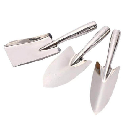 Home Gardening Stainless Steel Shovel Set 3-Piece For Planting - mirror-polished rust-resistant hand trowels with depth markings for succulents, flowers, vegetables