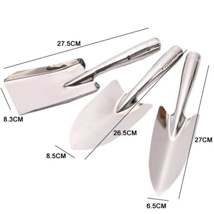 Home Gardening Stainless Steel Shovel Set 3-Piece For Planting - mirror-polished rust-resistant 3-piece garden trowel set with depth markings
