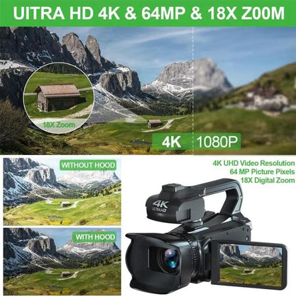 Handheld 4 Inch Touchscreen Camera For Travel Vlogging