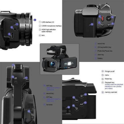 Handheld 4 Inch Touchscreen Camera For Travel Vlogging