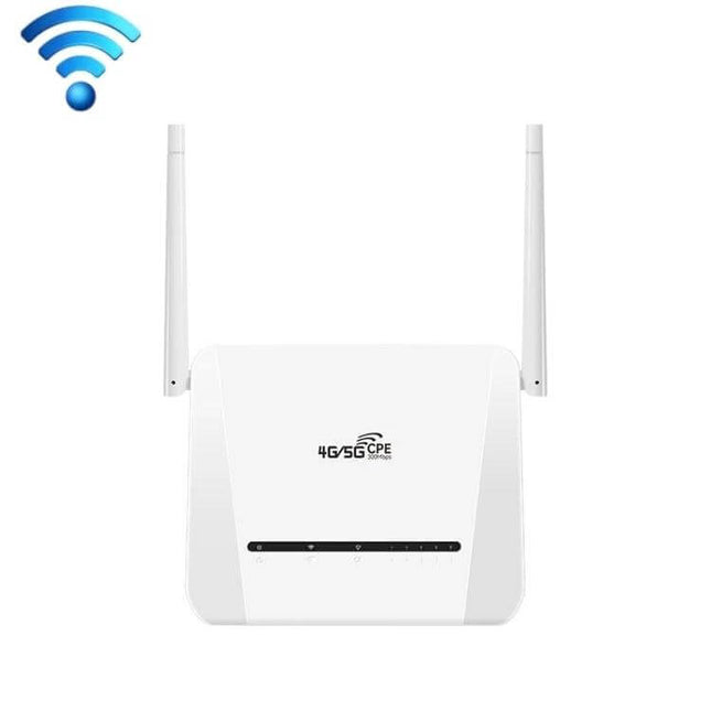 Portable Mobile Router with EU Plug for Travel Connectivity white 4G/5G router with dual antennas for secure travel internet