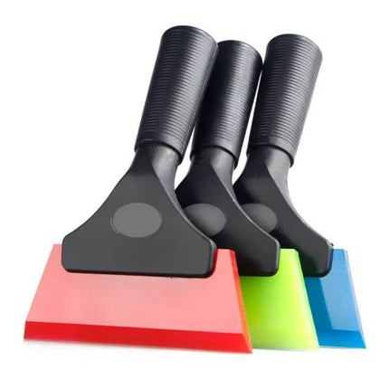 Plastic Squeegee Tool for Car Glass Cleaning and Film Application - three colored reinforced plastic squeegees for tinting and window cleaning