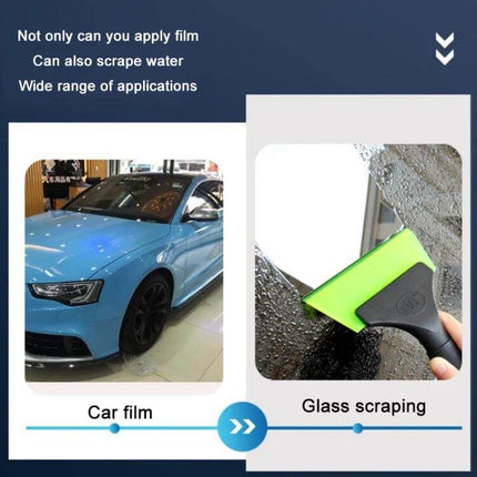 Plastic Squeegee Tool for Car Glass Cleaning and Film Application - reinforced plastic squeegee applying film and scraping water from car glass