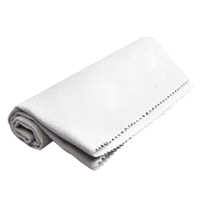 Soft Fiber Cloths for Everyday Musical Instrument Care - white microfiber cloth folded for guitar and wind instrument polishing
