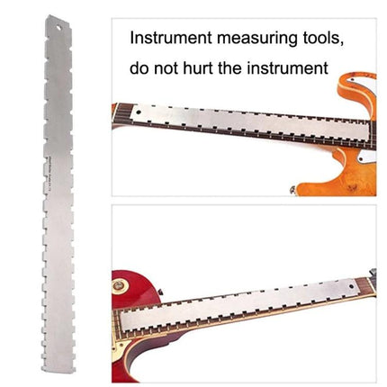 Tool for Maintaining Bass Guitar Neck Alignment at Home - stainless neck ruler to check straightness and string height