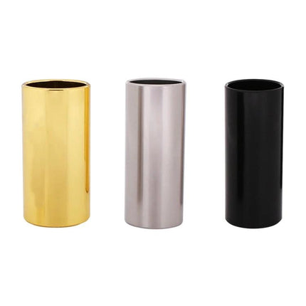 Durable Stainless Steel Guitar Slides for Daily Music Practice - three smooth metal slides in gold, silver and black for everyday practice