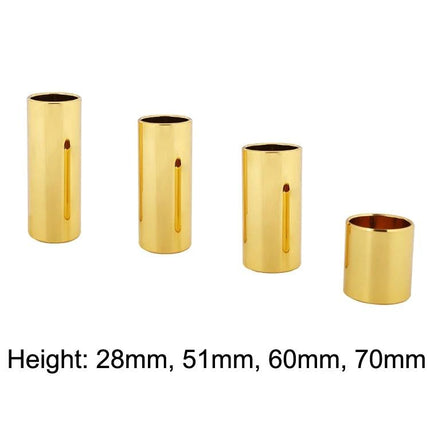 Durable Stainless Steel Guitar Slides for Daily Music Practice - gold cylindrical slides in 28mm, 51mm, 60mm, 70mm heights