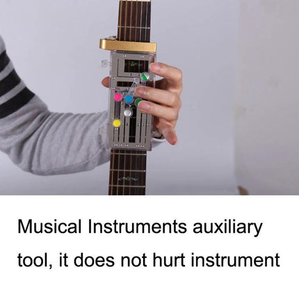 Compact Chord Aid for Home Guitar Practice and Learning, handheld chord trainer attached to guitar neck for beginners