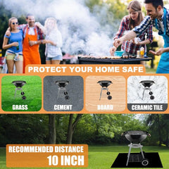 YEGBONG Outdoor Fireproof Grill Mat for Patio and Lawn - Silicone Coated Glass Fiber - Multiple Sizes Available