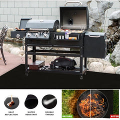 YEGBONG Outdoor Fireproof Grill Mat for Patio and Lawn - Silicone Coated Glass Fiber - Multiple Sizes Available