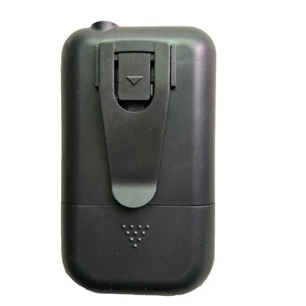 Comfortable In-Ear Hearing Aid for Everyday Sound Assistance compact black in-ear amplifier with belt clip and silicone ear fit