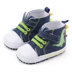 D2399 High-Top Cartoon Dinosaur Canvas Shoes for Kids with Cloth Soles