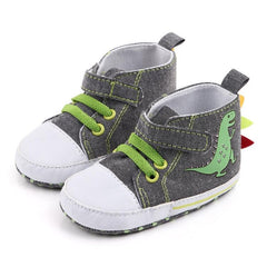 D2399 High-Top Cartoon Dinosaur Canvas Shoes for Kids with Cloth Soles