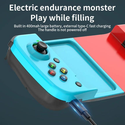 D3 Telescopic Controller for Everyday Mobile Gaming Sessions - teal telescopic smartphone controller with joystick and buttons showing Type-C charging and compact attachment
