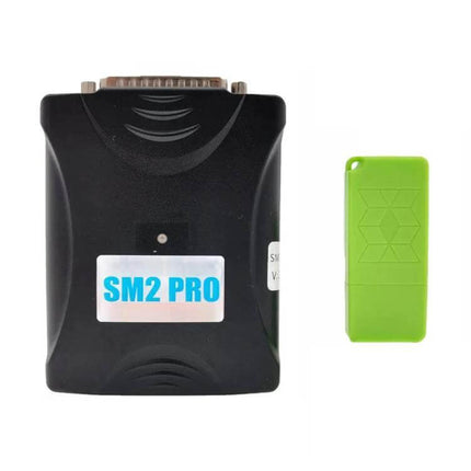 J2534 VCI Diagnostic Dongle For ECU And PCM In Everyday Cars - SM2 PRO black diagnostic module with green key fob