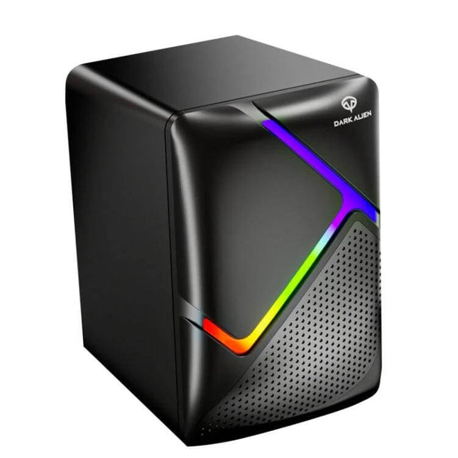 Dark Alien Compact USB Desktop Stereo Speakers Dark Finish compact USB desktop speaker with RGB accent and metal mesh
