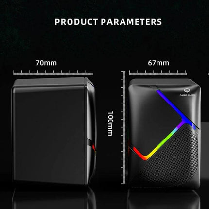 Dark Alien Compact USB Desktop Stereo Speakers Dark Finish compact USB desktop stereo with RGB accent and dimensions 100x70x67mm