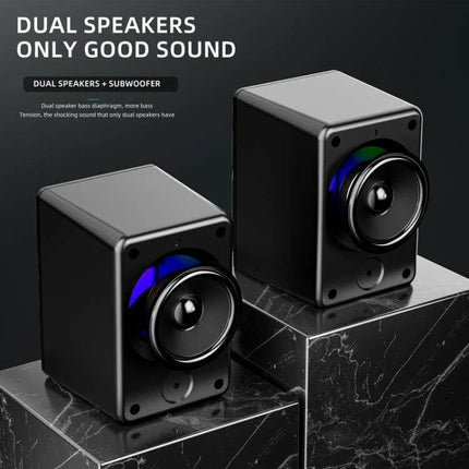 Dark Alien Compact USB Desktop Stereo Speakers Dark Finish compact wired USB desktop stereo speakers with metal net