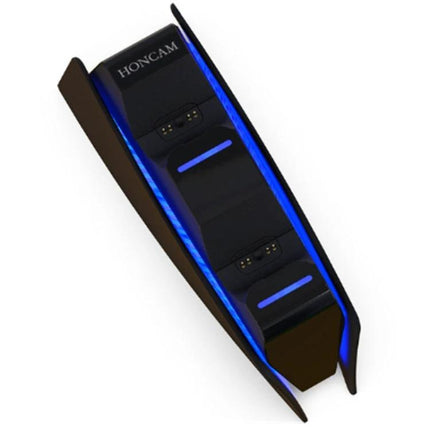 HONCAM Charger for PS5 Controllers Supports Home Gaming Needs - dual USB-C controller charging dock with blue LED, hands-free slots