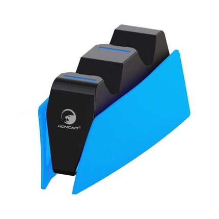 HONCAM Charger for PS5 Controllers Supports Home Gaming Needs - blue dual USB Type-C dock for hands-free controller charging