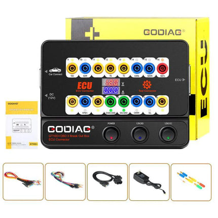 GODIAG Tool for Home Vehicle Diagnostic Maintenance Checks - compact ECU breakout box with colored connectors and cables