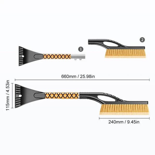 SUITU Detachable Snow Brush for Winter Vehicle Clearing — 660mm ice scraper with 240mm brush, ergonomic handle for car, truck, SUV