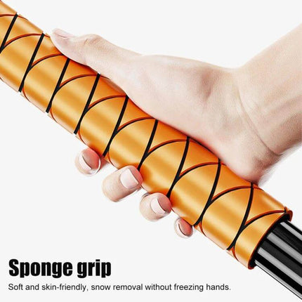 SUITU Detachable Snow Brush for Winter Vehicle Clearing - close-up of orange sponge grip handle showing ergonomic non-slip design for snow removal