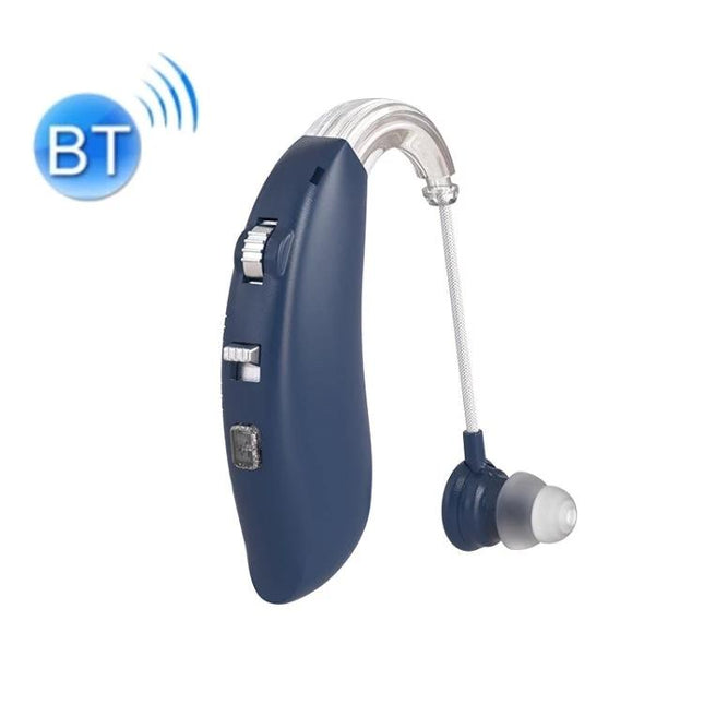 Rechargeable Hearing Aid for Clear Everyday Sound Support navy behind-the-ear device with noise-reduction and Bluetooth icon