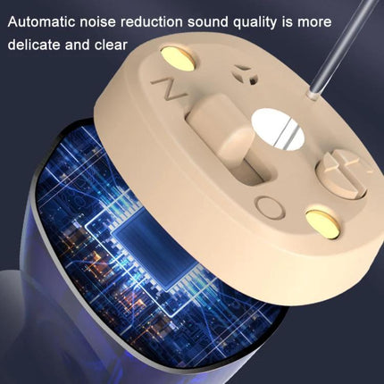 Digital Hearing Aid with Display for Everyday Conversations showing DSP chip, noise reduction and simple controls