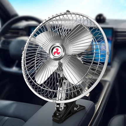 Car Clip Fan 10 Inch for Vehicles, Compact, Easy Cooling - 10-inch metal clip fan with full copper motor, 12V/24V for car or truck cabin cooling