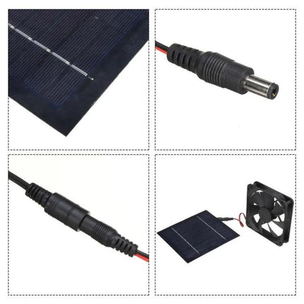 Solar-Powered Exhaust Fan for Kitchen and Bathroom Ventilation - small solar panel with DC connector and fan for ventilation