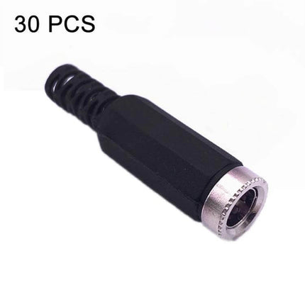 Assembled Solder Wire Set with DC 2.1mm and 2.5mm Female Heads for Electronics Assembly - single black DC female jack with PVC strain relief and alloy contact