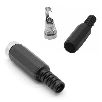 Assembled Solder Wire Set with DC 2.1mm and 2.5mm Female Heads for Electronics Assembly - black DC female connector pair with alloy contact and PVC insulator