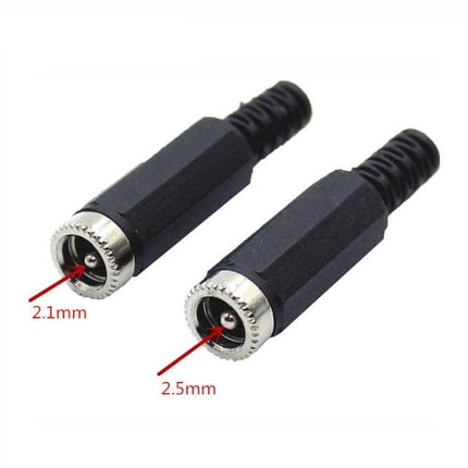 Assembled Solder Wire Set with DC 2.1mm and 2.5mm Female Heads for Electronics Assembly black PVC insulated power jack pair
