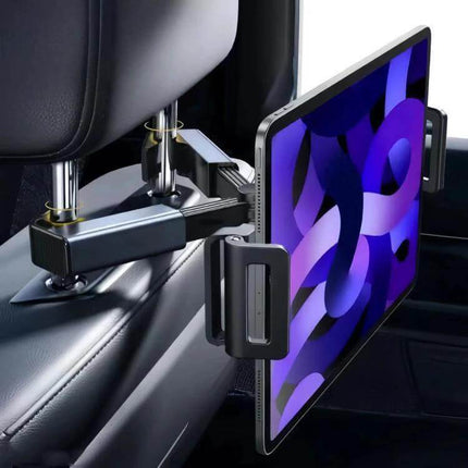 Car Rear Pillow Phone Tablet Bracket Rotates 360 Degrees - rear headrest tablet mount holding 12.9" device with 360° rotation and silicone pads