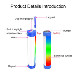 Lyyjdg-001 Luz de emergencia magnética con Bluetooth y efecto de luz RGB de 10 W con función de audio, tamaño: