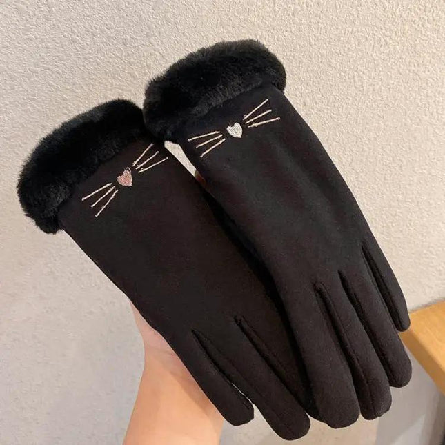 Gants d'équitation en velours chauds et tactiles pour temps froid