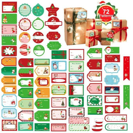 Christmas Gift Bag Stickers Set 72 Pieces For Sealing Packages - assorted holiday sealing stickers with 72 patterns for gift tags and wraps
