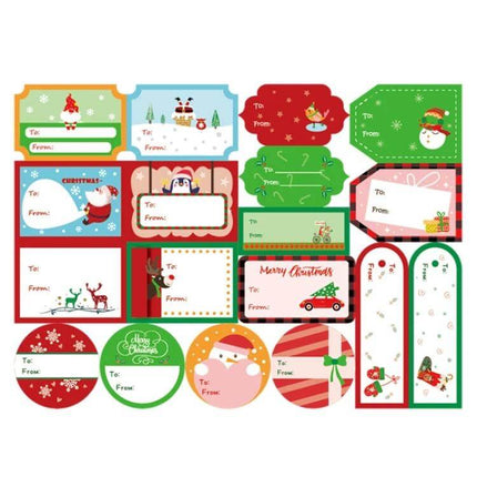 Christmas Gift Bag Stickers Set 72 Pieces For Sealing Packages colorful assorted holiday sealing stickers with Santa, snowman, reindeer shapes