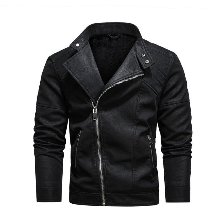 Men's Stylish PU Leather Lapel Motorcycle Jacket