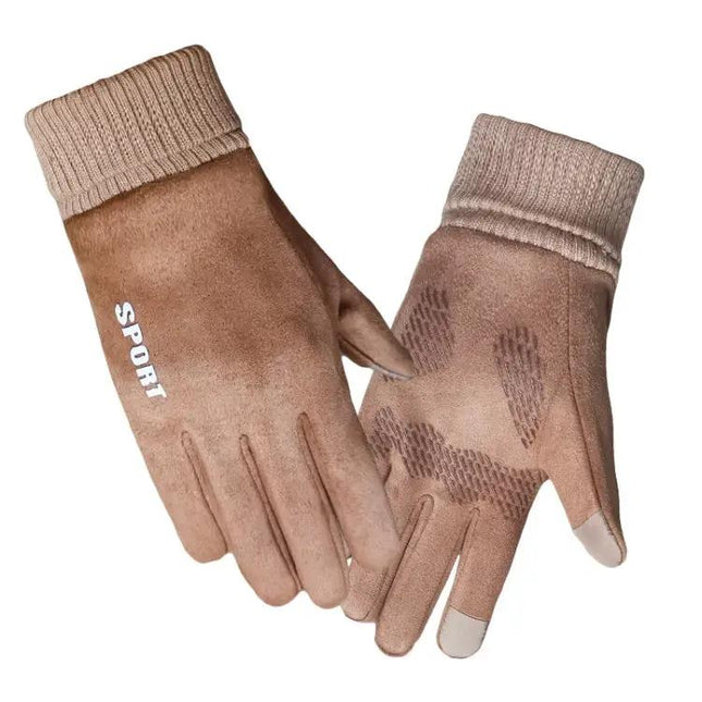 Men's Suede Warm Touch Screen Gloves for Cycling Dark Blue | Syndmart