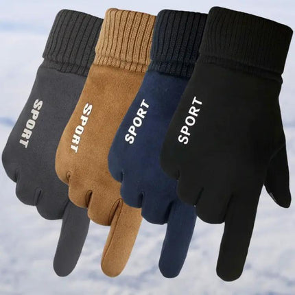 Men's Suede Warm Touch Screen Gloves for Cycling Dark Blue | Syndmart