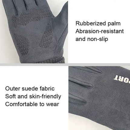 Men's Suede Warm Touch Screen Gloves for Cycling Dark Blue | Syndmart