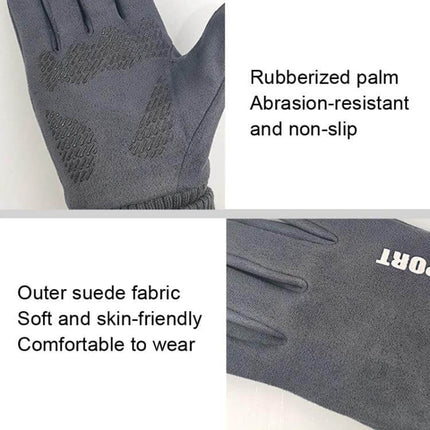 Men's Suede Warm Touch Screen Gloves for Cycling Dark Blue