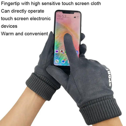 Men's Suede Warm Touch Screen Gloves for Cycling Dark Blue | Syndmart