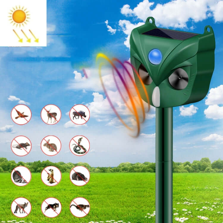 Solar-Powered Ultrasonic Animal Repeller for Outdoor Protection