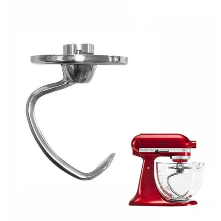 Stainless Steel KitchenAid Mixer Accessories For 5QT And 6QT - 304 stainless dough hook attachment with polished finish shown on red mixer