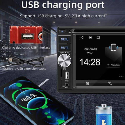 6.2-Inch Bluetooth Car DVD Player for In-Car Entertainment with USB charging port, Bluetooth streaming, Apple CarPlay and FM/AM radio