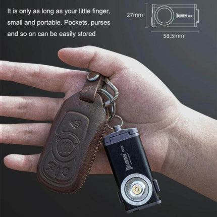 WUBEN Pocket LED Key Chain Flashlight For Everyday Use compact USB-rechargeable 500-lumen keychain light on hand, 6061 aluminum, 175° flood beam